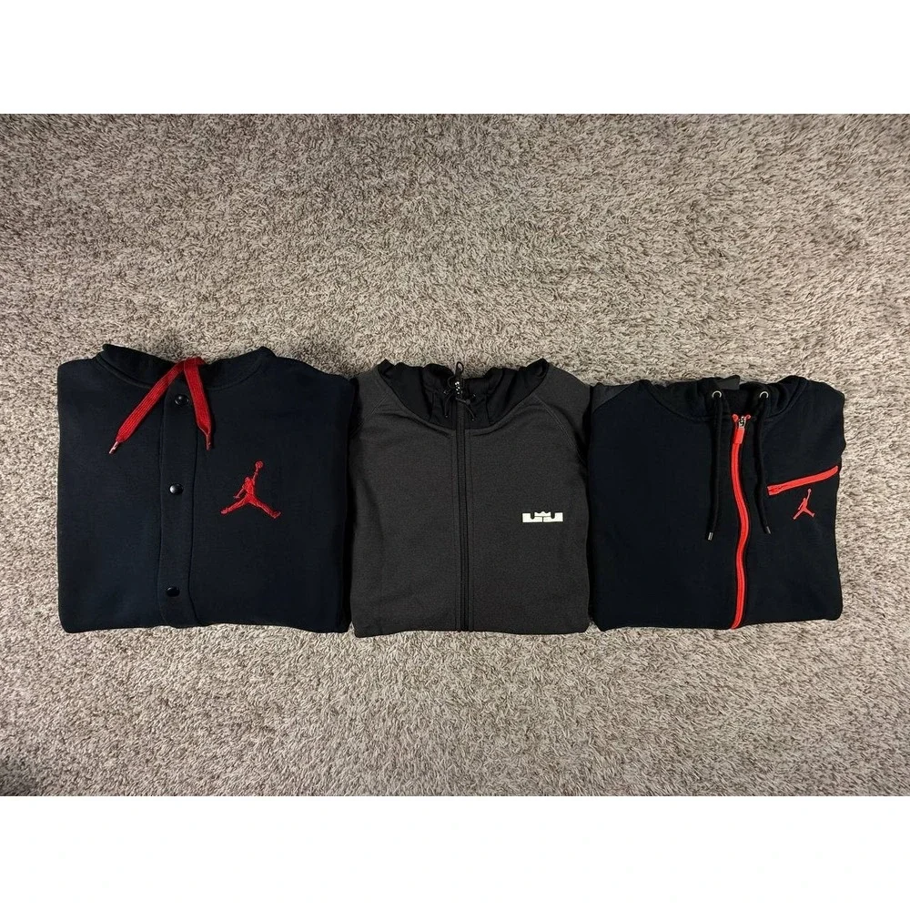 Lot of 3 Nike Air Jordan LeBron 3XL Hoodie Jacket Therma-Fit Varsity Full Zip